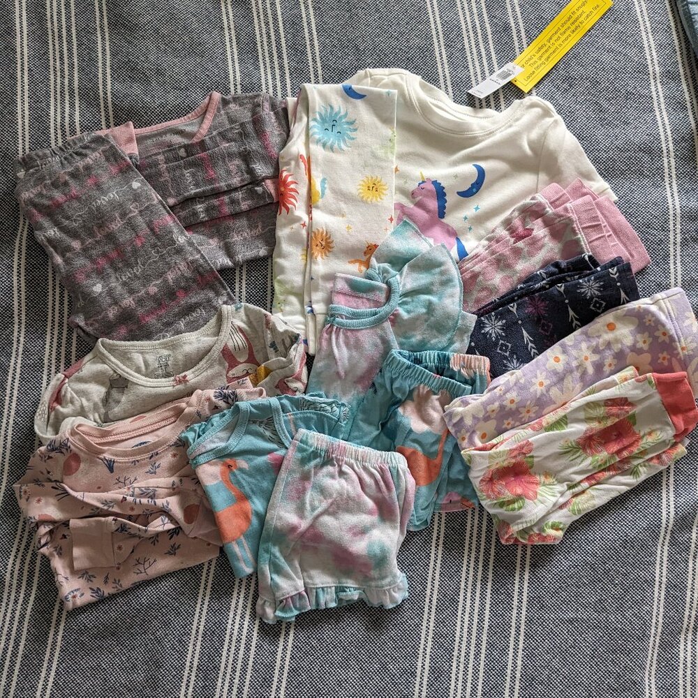 14 piece all seasons pajama bundle - short + long sleeve, pants + shorts